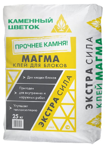 Клей для ячеистых бетонов Каменный цветок Магма, 25 кг фото 0